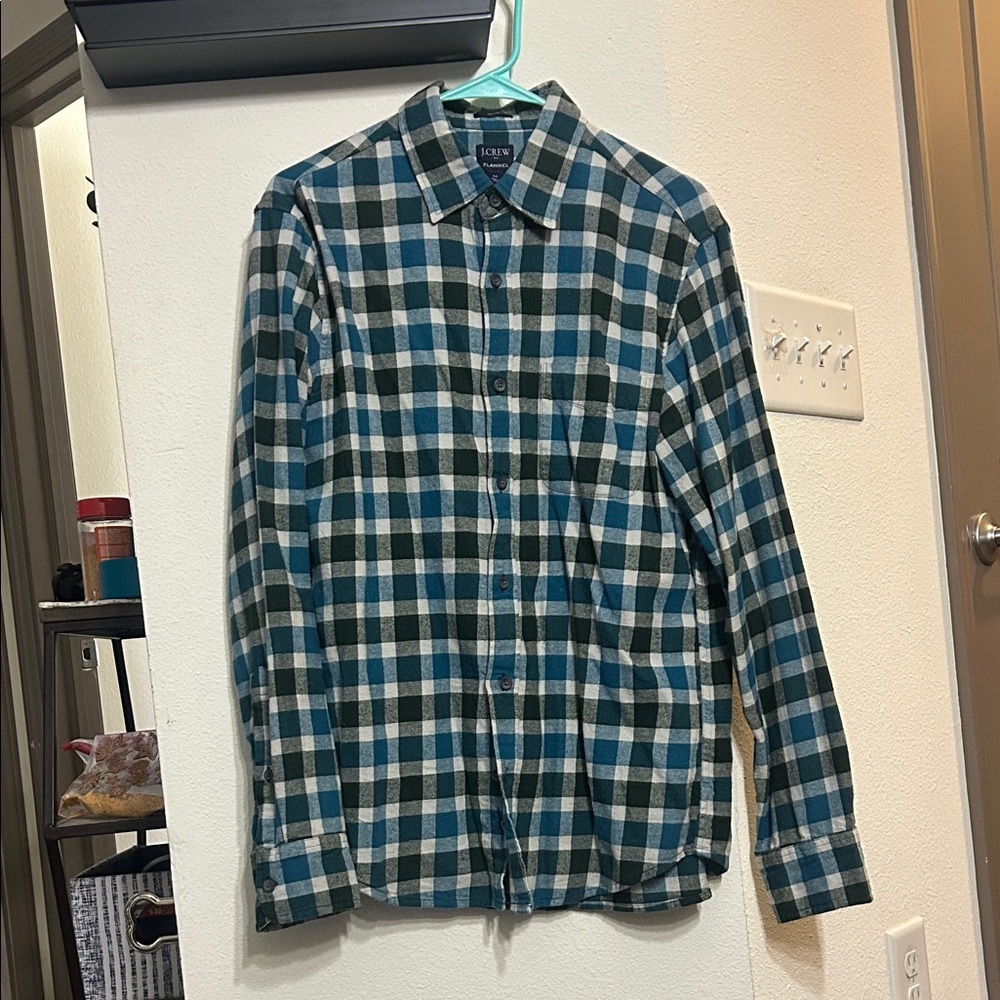 J. Crew Mens Slim Buffalo Check Flannel Shirt Top Button up Sz L